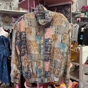 Vintage Multicolor silk Windbreaker Jacket